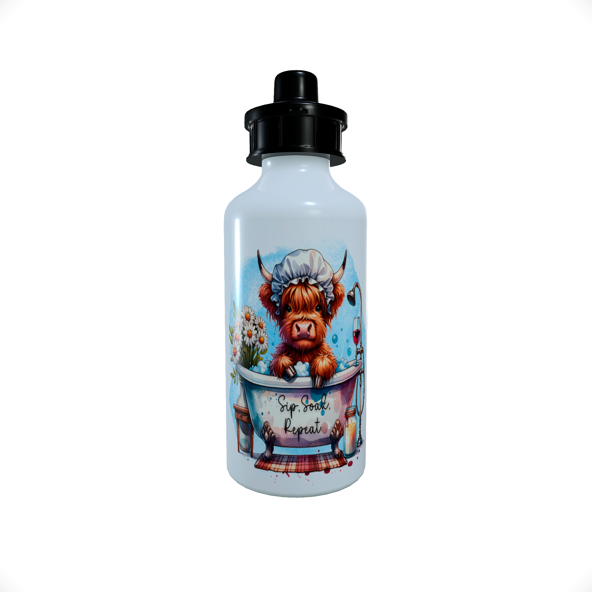 Highland Cow in the Bath...600ml Sports Bottle